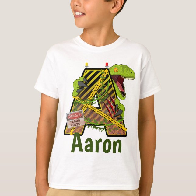 Camiseta Alfabeto Jurásico | Letra inicial nombre personali (Anverso)