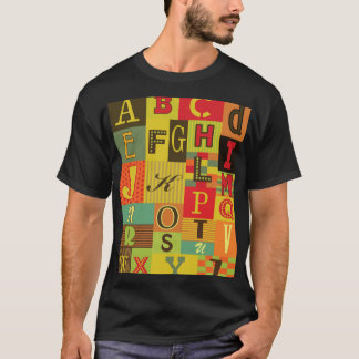 Camiseta Alfabeto retro, encanto vintage