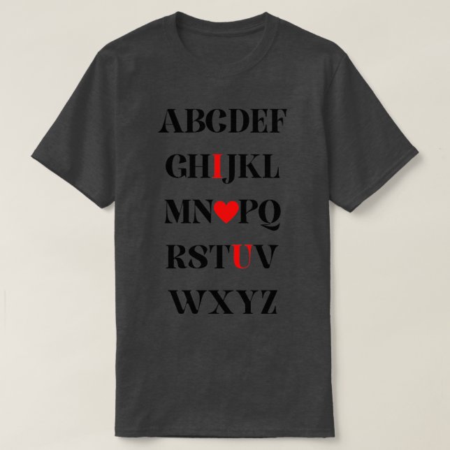 Camiseta alfabeto te amo (Diseño del anverso)