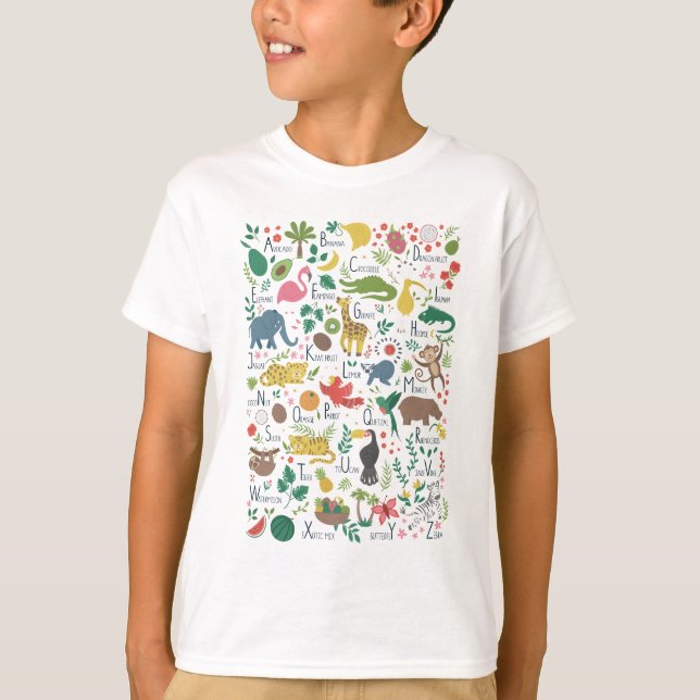 Camiseta Alfabeto tropical para niños (Anverso)