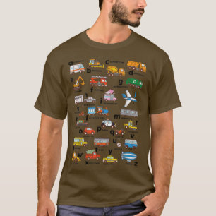 Camiseta Alfabeto Vehículos ABCs Maestra de Aprendizaje de 