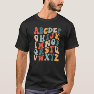 Camiseta Alfabetos Retro Coloridos Para El Profesor De Jard