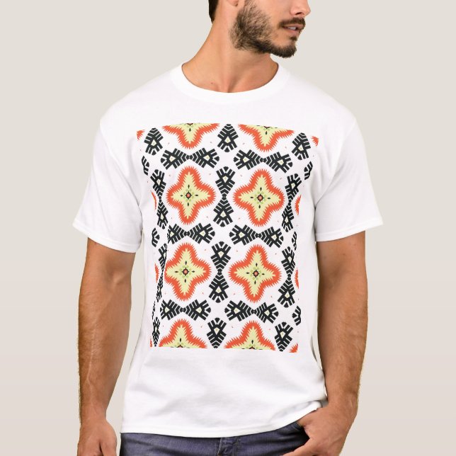 Camiseta Alfombra brillante: ornamento étnico azteca (Anverso)