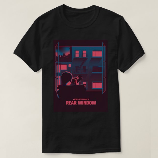 Camiseta Alfred Hitchcock - Tarjeta de saludo de la ventana (Diseño del anverso)