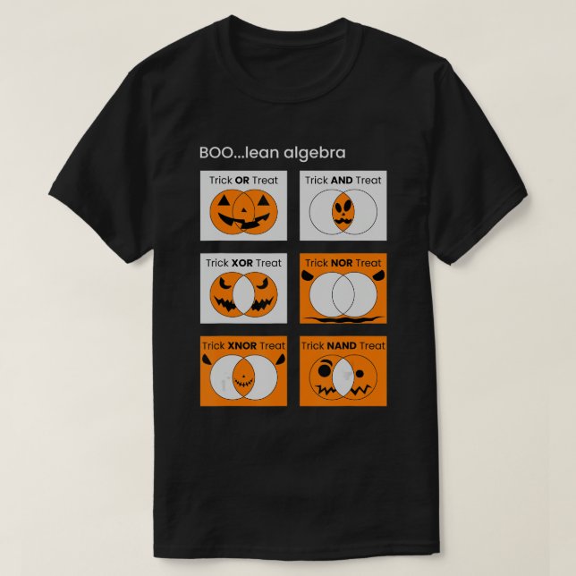 Camiseta Álgebra booleana, Calabaza Trick O Trempkin Venn D (Diseño del anverso)