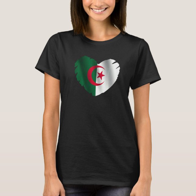 Camiseta Algeria Flag On Shape Of Heart Algerian Algeria (Anverso)