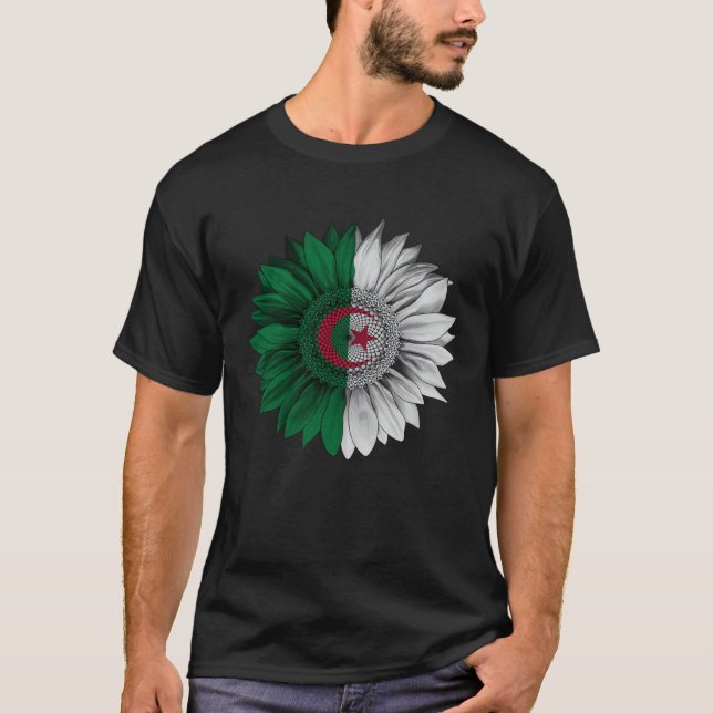 Camiseta Algeria Flag Sunflower Algerian Roots Proud Patrio (Anverso)