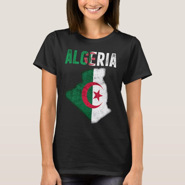 Camiseta Algerian Algeria Country Map Flag (Anverso)
