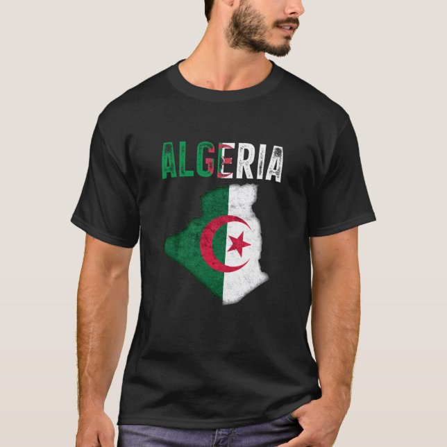 Camiseta Algerian Algeria Country Map Flag (Anverso)