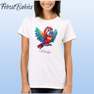 Camiseta Algodón gráfico Personalizado de pájaro de Macaw c