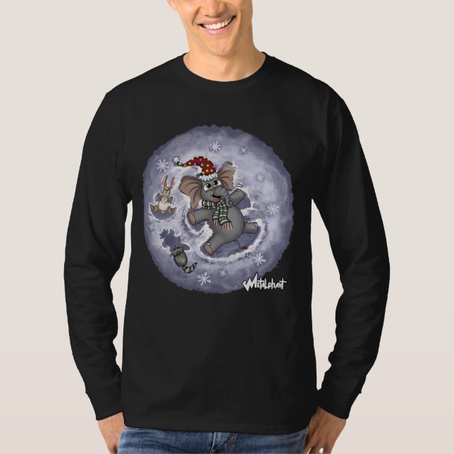 Camiseta Algodón largo de la nieve de los ángeles de la nie (Anverso)