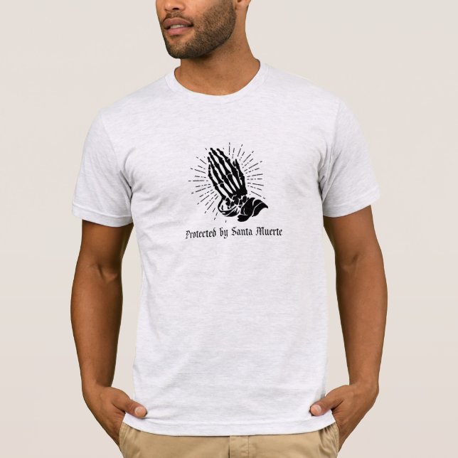 Camiseta Algodón masculino de protección de Santa Muerte (Anverso)