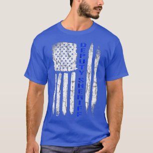 Camiseta Alguacil adjunto para hombres delgada línea azul a