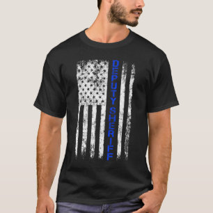 Camiseta Alguacil Adjunto Thin Línea Azul Bandera Americana