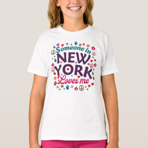Camiseta Alguien en Nueva York Me Ama Diseño Retro Divertid