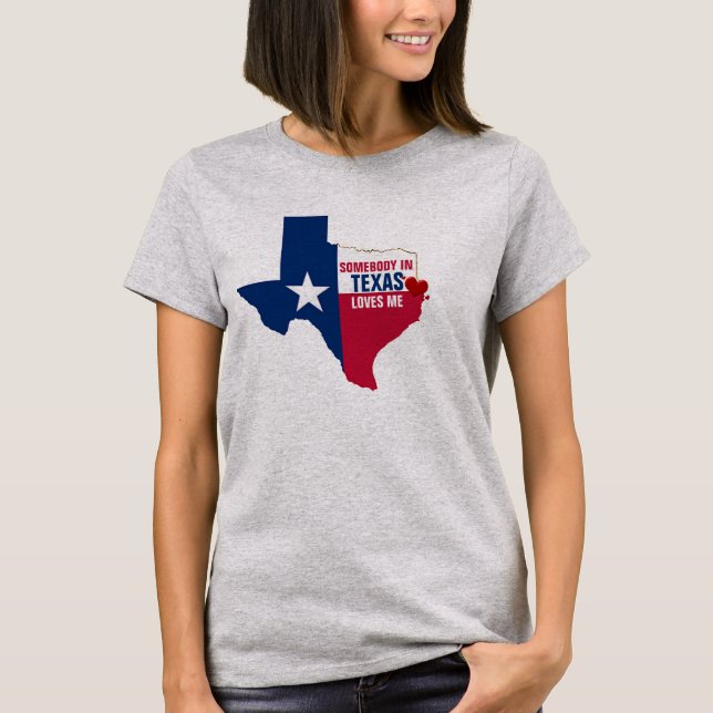 Camiseta Alguien en Texas me ama el corazón, linda bandera  (Anverso)