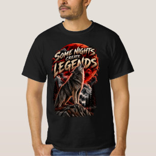 Camiseta Algunas Noches Crean Leyendas Lobo Rojo Luna Gótic