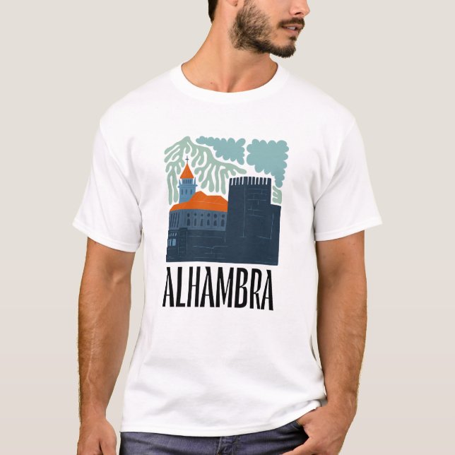 Camiseta Alhambra Granada España abstracto viajes arte flor (Anverso)