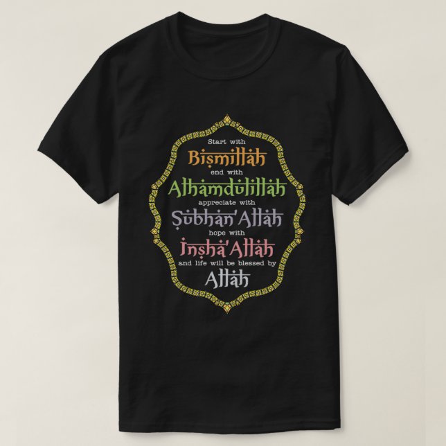 Camiseta Alhamdulillah Bismillah Insha'Allah por Muslim Cl (Diseño del anverso)