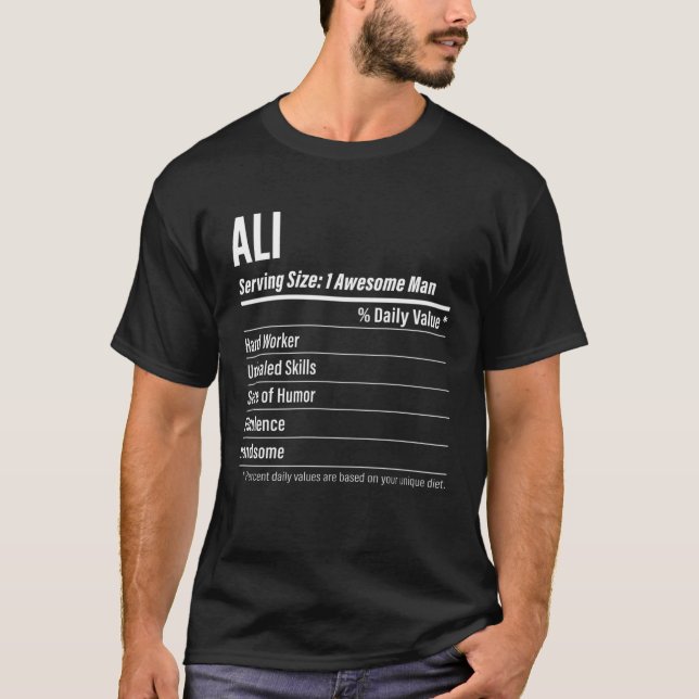 Camiseta Ali  Nutritional Facts Serving Size Calories (Anverso)