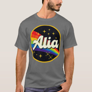 Camiseta Alia Rainbow en un estilo de vintage espacial