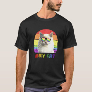 Camiseta Aliado LGBTQ Gato Arcoíris Bandera de Orgullo Gay