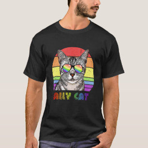 Camiseta Aliado LGBTQ Gato Bandera arcoíris Orgullo Gay LGB