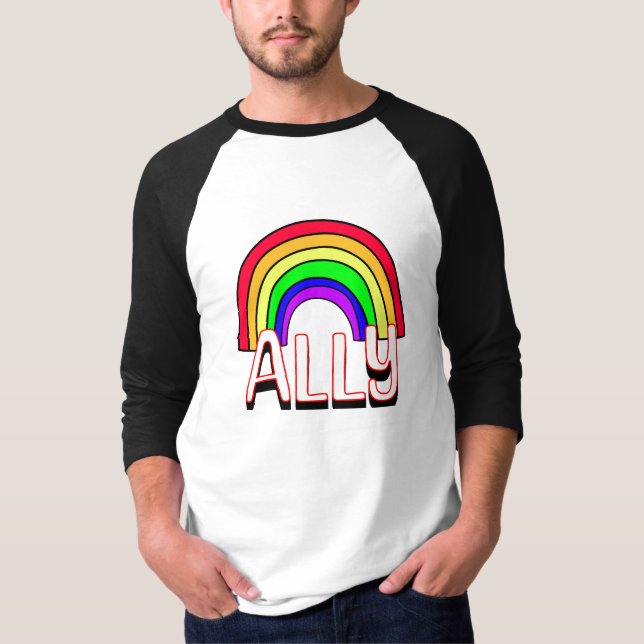 Camiseta Aliado LGBTQIA+ | Arcoiris y orgullo cardíaco (Anverso)