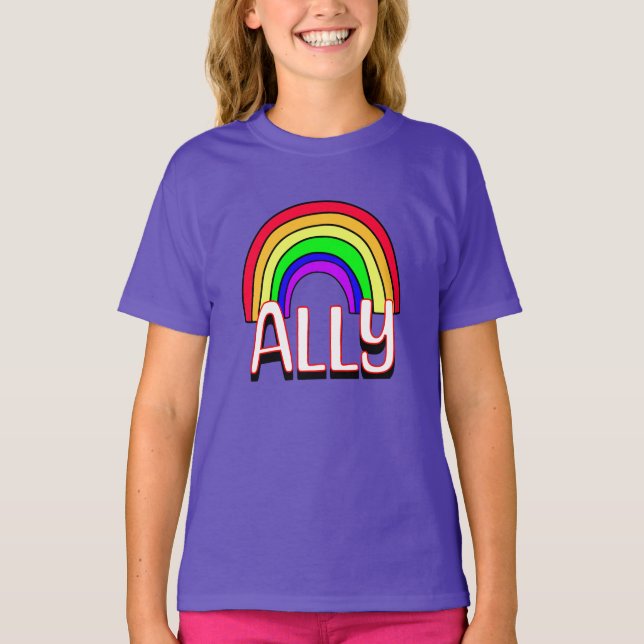 Camiseta Aliado LGBTQIA+ | Arcoiris y orgullo cardíaco (Anverso)