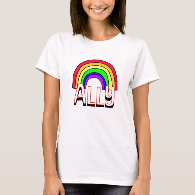 Camiseta Aliado LGBTQIA+ | Arcoiris y orgullo cardíaco (Anverso)
