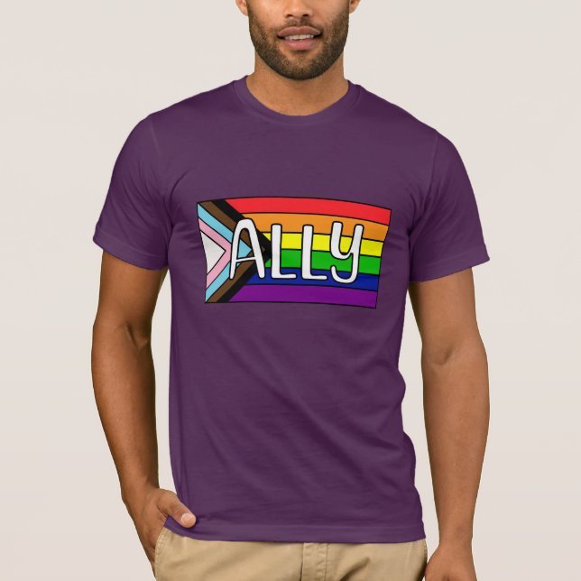 Camiseta Aliado LGBTQIA+ | Bandera arco iris (Anverso)