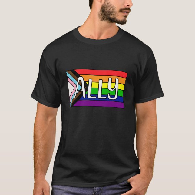 Camiseta Aliado LGBTQIA+ | Bandera arco iris (Anverso)