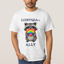Camiseta Aliado LGBTQIA+ | Raccoon con corazón arcoiris