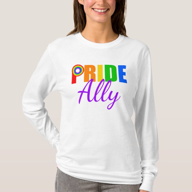 Camiseta Alianza del Arcoiris LGBTQ aliado del orgullo gay (Anverso)