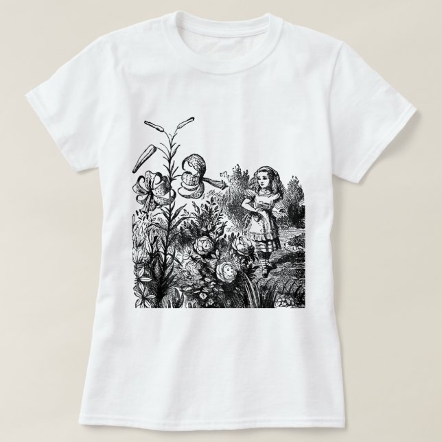 Camiseta Alice habla con flores de jardín (Diseño del anverso)