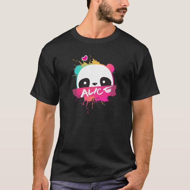 Camiseta ALICE - Hermoso Nombre Chica Con Panda Adorable (Anverso)