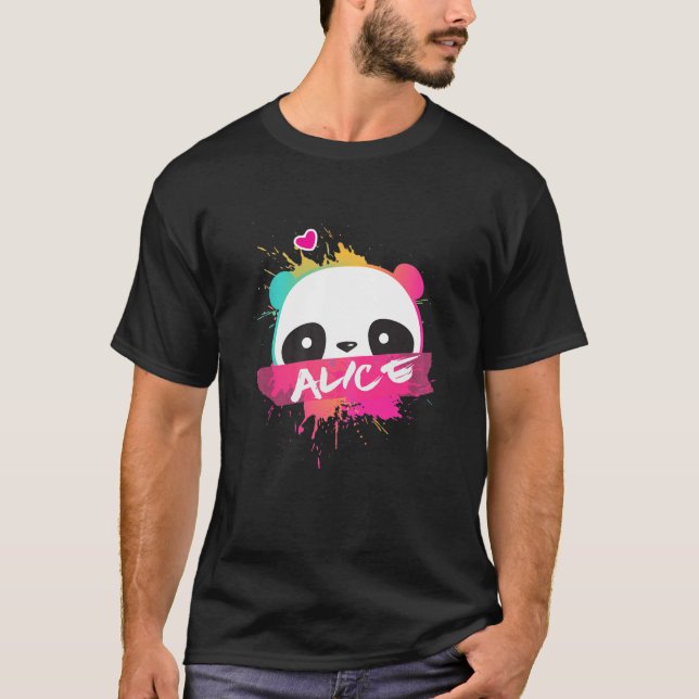 Camiseta ALICE - Hermoso Nombre Chica Con Panda Adorable (Anverso)