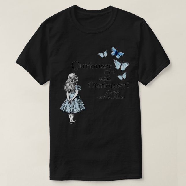 Camiseta Alice in Wonderland Curiouser Quotation Blue Butte (Diseño del anverso)