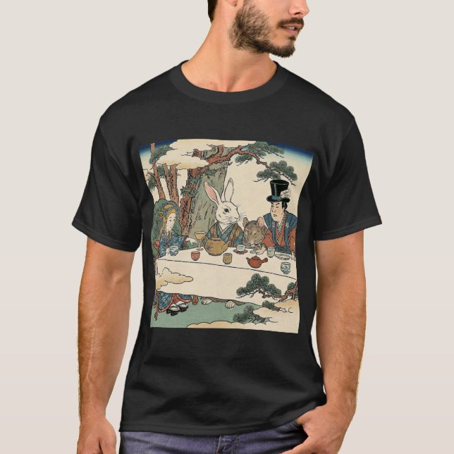 Camiseta Alice Lost in Japan | Ukiyo-e Mad Tea Party (Anverso)