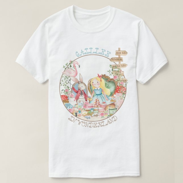 Camiseta Alicia aventuras en Woderland Birthday Tea Fiesta (Diseño del anverso)