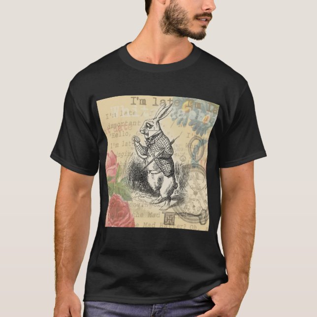 Camiseta Alicia de conejo blanco en arte de maravillas (Anverso)