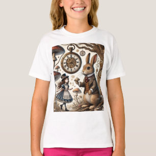Camiseta Alicia en arte de té de conejo blanco
