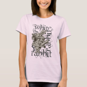 Camiseta Alicia en el Grunge blanco del conejo del país de