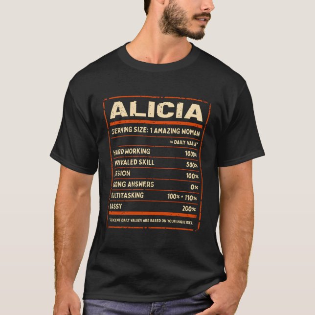 Camiseta Alicia Nutrición Hechos Personalizados Nombre Quir (Anverso)