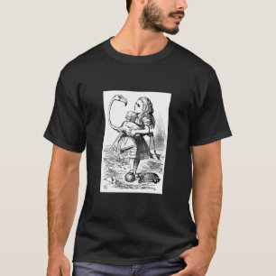 Camiseta Alicia que intenta jugar croquet con un flamenco