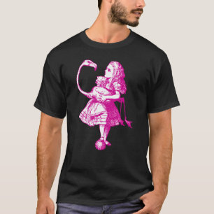 Camiseta Alicia y el flamenco entintaron rosa