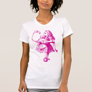 Camiseta Alicia y el flamenco entintaron rosa