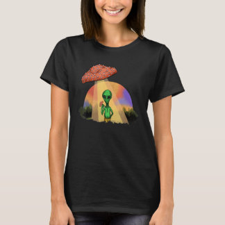 Camiseta Alien Abducted UFO Mushroom Psychedelic Trippy Out