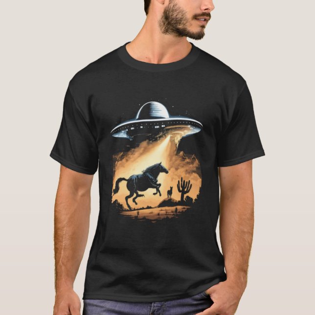Camiseta Alien Abduction Horse UFO Spaceship Extraterrestri (Anverso)