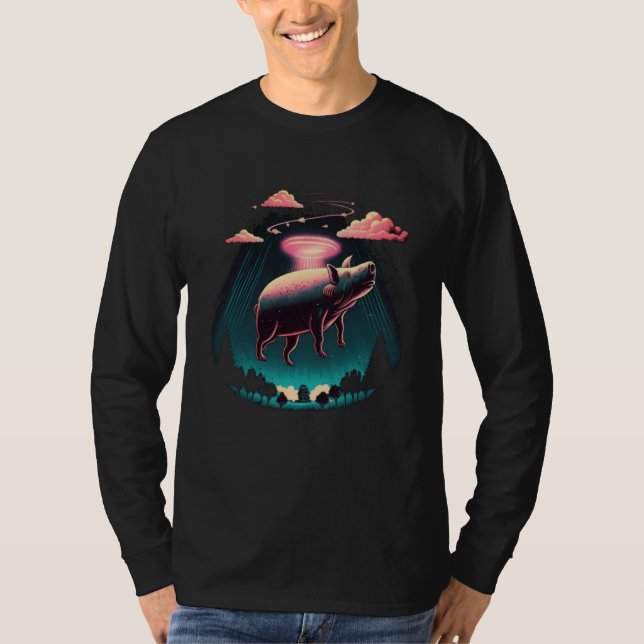 Camiseta Alien Abduction Pig UFO Spaceship Extraterrestrial (Anverso)